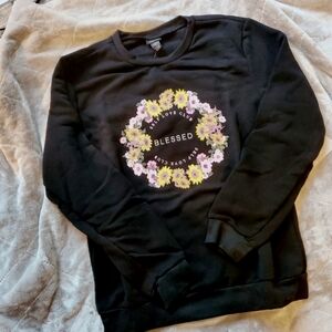 Floral Blessed Graphic Crewneck Sweatshirt Pullover NWT Womens Juniors